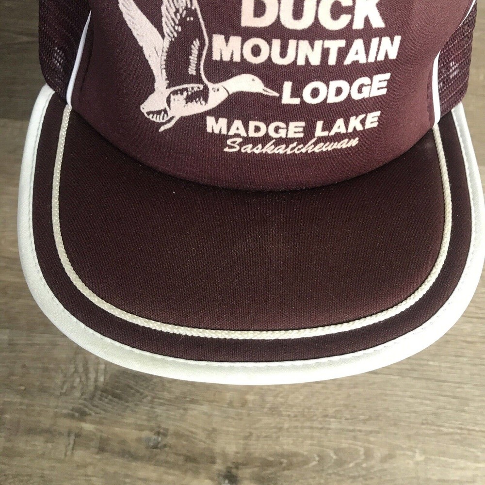 Vtg Duck Mountain Lodge Madge Lake Saskatchewan Canada Purple SnapBack Hat P1 - Picture 4 of 12